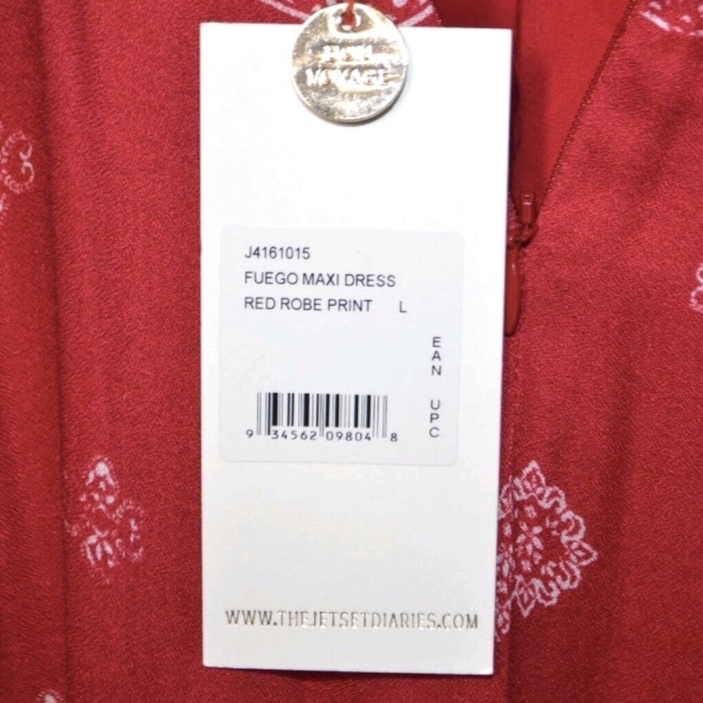 New Jetset Diaries TDJ Bandana Print Wrap Maxi Dress Size Large Western Festival - Picture 9 of 9